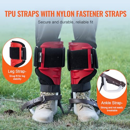 VEVOR Tree Climbing Spikes, 1 Pair Height-Adjustable Climbing Spurs, 350lbs Load Capacity Tree Climbing Gear with Straps, Arborist Equipment for Climbers, Hunting, Fruit Picking - color: Red (Upgraded)