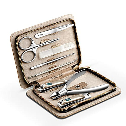 MR.GREEN Manicure Sets Pedicure Kits Stainless Steel Nail Clipper Personal Care Tools with PU Leather Case (Gray) - color: Gray