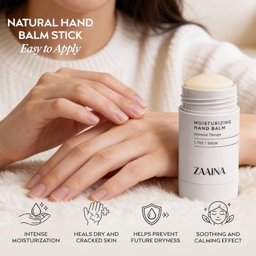 ZAAINA Hand Balm Stick for Dry Cracked Hands – Intensive Hand Repair Balm with Shea Butter, Coconut Oil & Beeswax – Natural Solid Hand Lotion for Working Hands, Climbers & Extreme Dry Skin – 1.7 oz