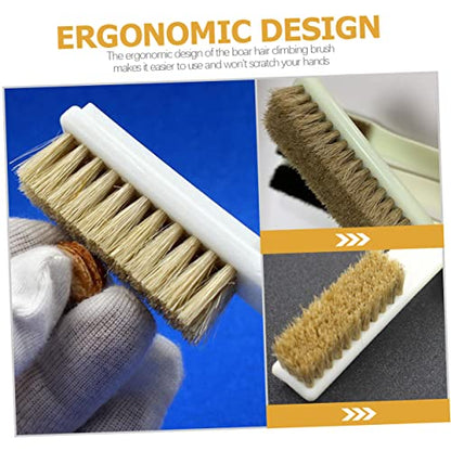 Healifty 2Pcs Boars Hair Climbing Brush Sturdy Handle for Bouldering and Rock Cleaning Portable Sports Cleaning Tool