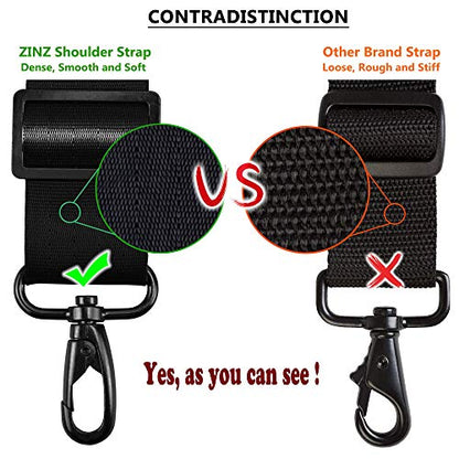 ZINZ Bag Shoulder Strap, Padded Adjustable Shoulder Strap Replacement - color: Black, size: 57"