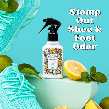 Sole-Pourri Shoe Deodorizer + Foot Spray, 3.4 Fl Oz, Up to 150 Uses, Funk-Fighting Odor Freshener with Essential Oils, for Smelly Shoes, Feet & Gym Bags, Citrus & Mint Scent - size: 1 Ounce (Pack of 1), style: Citrus Mint