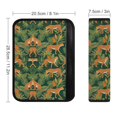 Breathable Car Seat Belt Pad for Girls and Boys, Stroller Pushchair High Chair, 2PCS Leopard Tropical Rainforest Jungle Shoulder Harness Cover Easy Install (No Tool) - color: Pattern 125