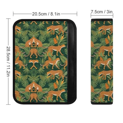 Breathable Car Seat Belt Pad for Girls and Boys, Stroller Pushchair High Chair, 2PCS Leopard Tropical Rainforest Jungle Shoulder Harness Cover Easy Install (No Tool) - color: Pattern 125