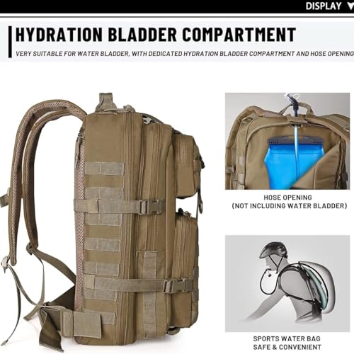 REEBOW GEAR Military Tactical Backpack for Men Large Army 3 Day Assault Pack Molle Hiking Daypack Bag (Brown-Tan) - color: Brown-tan