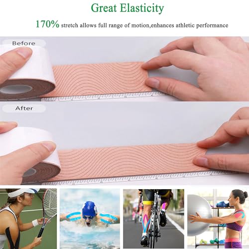 Kinesiology Tape Precut Strips<2Roll>Athletic Tape Waterproof Elastic Sports Tape for Joints Support & Muscle Pain Relief <16.4ft*2 >Cotton K Tape(Black) - color: 2-rolls(precut-black)