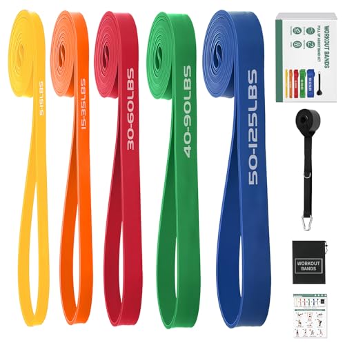 Resistance Bands,Exercise Bands,Workout Bands,Resistance Bands Set for Legs,Pull Up Bands,Stretch Bands for Exercise,Muscle Training, Physical Therapy, Shape Body, Men Women - color: Yellow, Orange, Red, Green,Blue