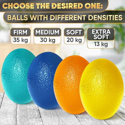 4 Pcs Squeeze Balls for Hand Therapy with 4 Resistance Levels | Set of 4 Hand Exercise Balls for Arthritis, Finger Workout, Thermoplastic Rubber, Portable, Pleasant to Touch & Lightweight