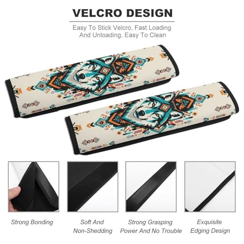 Universal Fit Aztec Navajo Wolf Seat Belt Shoulder Pad for Adult Use, Most Cars, 1 Pair Harness Pads Strap Anti-Slip Pad - color: Pattern 782