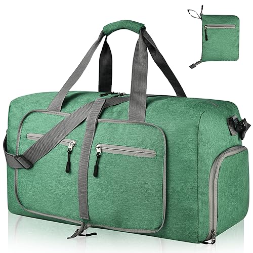 Dimayar 85L Foldable Duffle Bag, Travel & Weekender, Overnight, Gym | Lightweight, Carry-on, Packable, Waterproof & Tear Resistant, Travel Duffel Bag with Shoes Compartment for Men Women - color: Forest Green, size: 85L