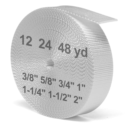 BEYOURD Webbing, Heavy Duty Webbing Straps, Extra Thick Strapping for Outdoor DIY Gear Repair, Black White - color: White-24yard, size: 1" width
