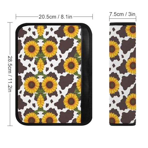 Soft Padded Car Seat Belt Pad for Elderly Support, Stroller Pushchair High Chair, 2 Pack Cow Print Sunflower Shoulder Harness Cover Anti-Slip Pad - color: Pattern 284