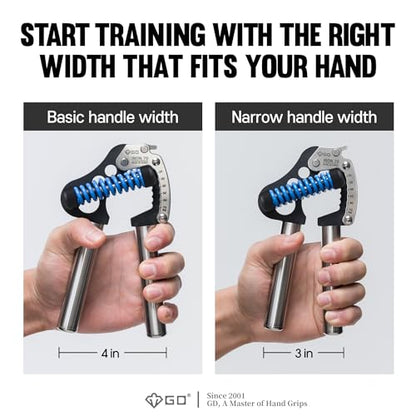 GD IRON GRIP 70 Grip Strength Trainer Hand Gripper Forearm Strengthener | Adjustable 44~154lbs Resistance, hand finger exerciser, forearm trainer squeezer, hand strengthening devices, Metal Hand Grip