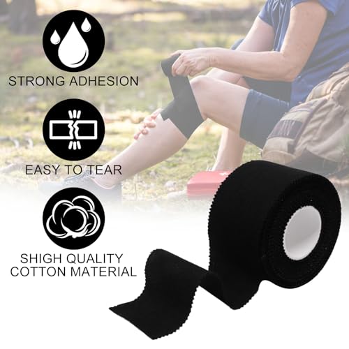 Athletic Sports Tape 1.5 Inch x 30ft, Elastic Athletic Wrist Ankle Tape Roll (2 Rolls, Black, 1.5 Inch x 10 Yards) - color: Black