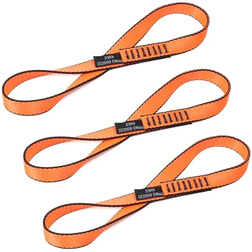 18mm Nylon Climbing Sling Runner 23KN-CE2008 EN566 Certified Webbing Straps | Climbing Sling for Rock Climbing, Rappelling, Arborist Tree Work, Hammock Rigging, Yoga Swing & Outdoor Safety Gear - color: Orange-3pcs, size: 30cm