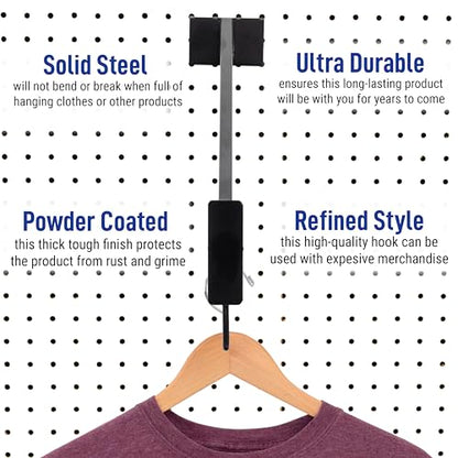 5-Hook Gig Bag Waterfall Display Attaches to Slatwall & Pegboard, Used for Displaying Clothing, Accessories, and Housewares (Quantity 12) (12, Black)