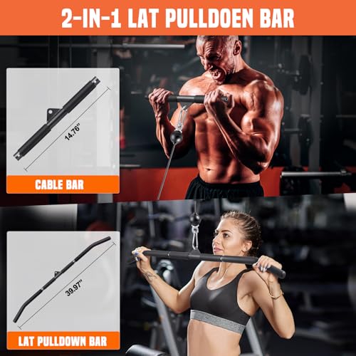 SERTT Cable Pulley System Gym, Power Rack Pulley Attachment with 2-in-1 LAT Pull Down Bar and Upgraded Loading Pin,Used for Triceps Pulldown, Biceps, Back, Shoulder - color: with Nylon Pulley