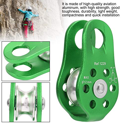 20KN Outdoor Climbing Pulley, Aluminum Side Swing Pulley, Climbing Pulley for Climbing Aloft Work Rappelling Rescue - size: Green
