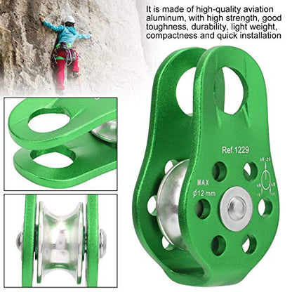 20KN Outdoor Climbing Pulley, Aluminum Side Swing Pulley, Climbing Pulley for Climbing Aloft Work Rappelling Rescue - size: Green