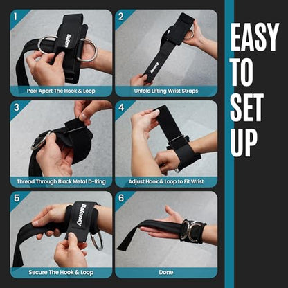 Weight Lifting Straps With D Rings, Balency Padded Lifting Wrist Straps | Non-Slip Gym Straps for Deadlift, Powerlifting, Cable Machine Workout, Lifting Strap for Gym Strength Training