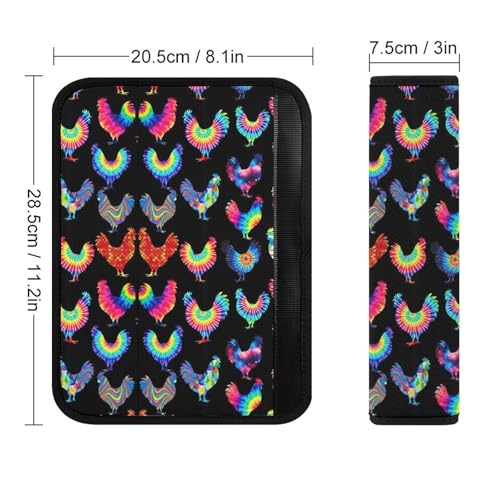 2 Pack Colorful Chicken Funny Rooster Chickens Car Seat Belt Pad Universal Soft and Comfortable Harness Pads Strap for Adult Use, Most Cars, Easy Install (No Tool) - color: Pattern 1246