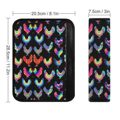 2 Pack Colorful Chicken Funny Rooster Chickens Car Seat Belt Pad Universal Soft and Comfortable Harness Pads Strap for Adult Use, Most Cars, Easy Install (No Tool) - color: Pattern 1246