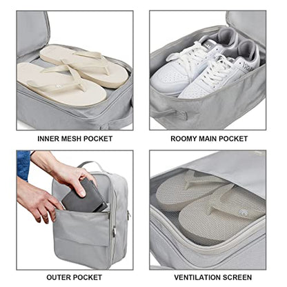 emissary Travel Shoe Bag, Holds 3 Pairs of Shoes, Waterproof - Grey | Holds 3 pairs, waterproof rip-stop, breathable mesh + zip pocket; travel shoe bag for gym, golf & weekends - color: Gray-2, size: Small