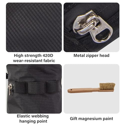 Chalk Bag for Rock Climbing, Bouldering Chalk Bucket with Waist Strap Watertight Zippered Pocket Equipment