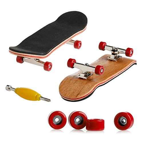 Mini Maple Wooden Pro Fingerboards, Finger Skateboard Toy Set -1 Pack (Red) - color: Red