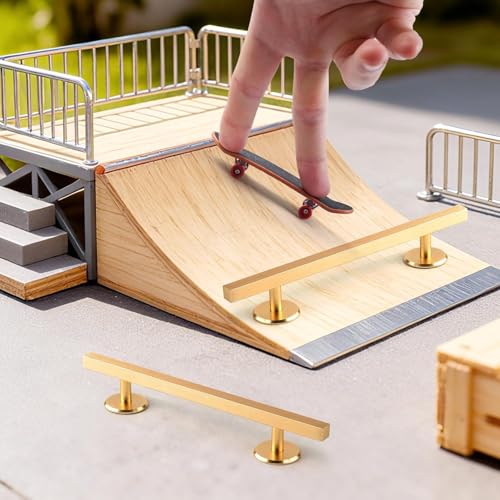 Colaxi Fingerboard Square Rail, 7.87 in Aluminum Alloy with Weighted Base for Grind Tricks and Skatepark Setups, Gold - color: Square Gold, size: 20cm