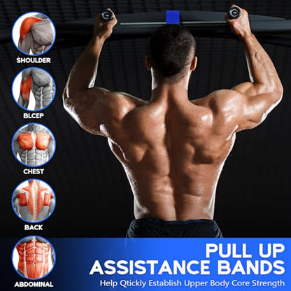 HOXWC Pull Up Assistance Bands, Adjustable Heavy Duty Resistance Band for Pull Up, 3 Pull Up Bands, Comfortable Fabric Feet/Knee Rest, Assistance Bands for Pull-Up, Home Fitness, Body Stretching - color: Blue Pull-Up Bands