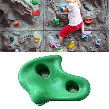 HERCHR 10 Rock Climbing Holds, PE Ergonomic Rock Wall Holds Grips for Indoor and Outdoor Playground Play Set Includes Mounting Hardware - color: Green