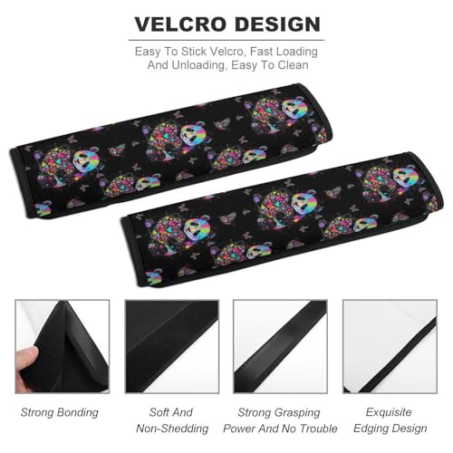 2 Pack Colorful Splatter Panda Holding Heart Black Seat Belt Shoulder Pad Breathable Shoulder Harness Cover for Child, All Vehicles, Neck and Shoulder Support - color: Pattern 743