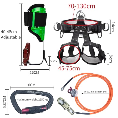 Tree Climbing Gear, Tree Climbing Spikes，Arborist Equipment for Climbers, Hunting, Fruit Picking ，Logging Etc - size: Tree Climbing Gear Green A