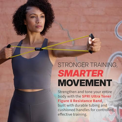 SPRI Ultra Toner Figure 8 Resistance Band with Padded Handles Great for Stretch, Exercise, Fitness Training, Yoga, Resistance Weights, Therapy, Gym or Home Workout Equipment. - size: Heavy, style: Heavy