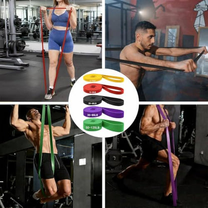 Resistance Bands, 5-Level Pull Up Assistance Bands for Working Out, Elastic Band for Exercise, Muscle Training, Full Body Training - color: 5PCS Yellow, red, black, purple, green