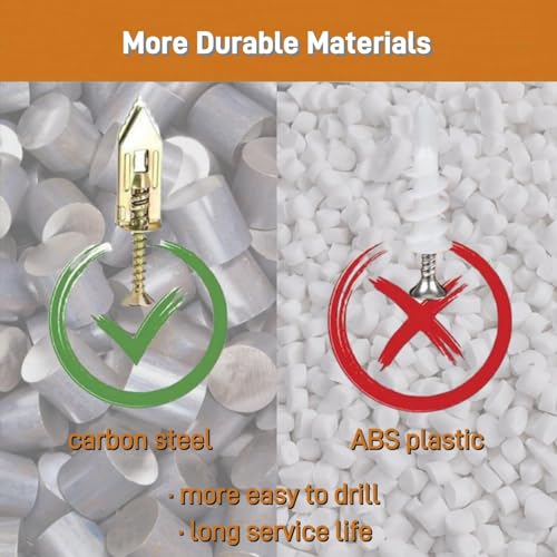 Self Drilling Drywall Anchors with Screws Kit, Premium Zinc Plated Steel Hollow Wall Anchors and Screws for Fixing TV, Cabinet, Curtains, 0.47"x1.18" Anchor & 0.31"x1.37" Screws (50pcs)