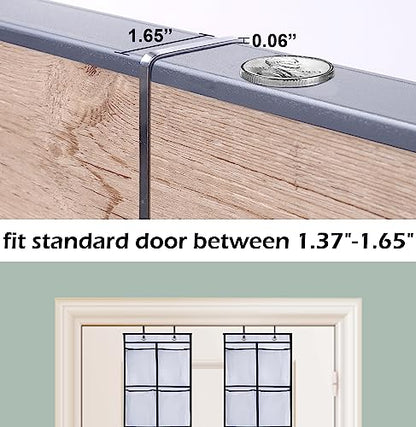 MISSLO Over The Door Shoe Organizer 12 Large Mesh Pockets Hanging Narrow Closet Door, White, 2 Pack - color: White