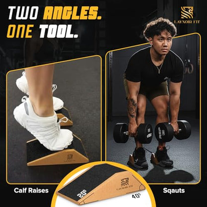Anti-Slip Squat Wedge Block (2-Pack) – Heel Elevated Squats, 20° & 40° Cork Wedges for Weightlifting, Mobility & Knee Support – Includes Resistance Bands & Carry Bag