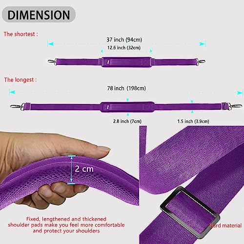 ZINZ Shoulder Strap 78" Universal Handbag Strap with Ultra-thick Fixed Padded and Dual Balanced Adjustable Buckles Shoulder Crossbody Strap for Briefcase Messenger Bag Laptop bag Luggage，Purple - color: Purple