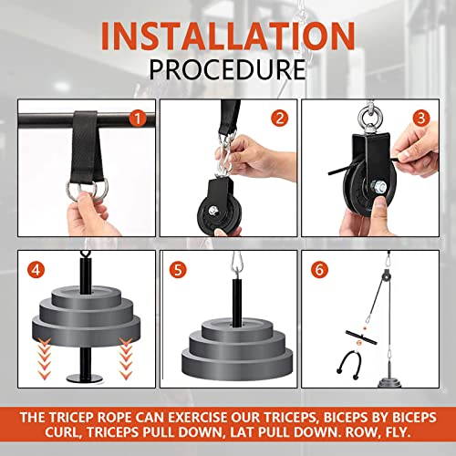 Mtgluk Cable Pulley System Upgraded DIY LAT and Lift Weight Pulley Machine Attachment Home Gym Forearm Wrist Roller for Triceps Pull Downs Biceps Curl Forearm Shoulder - color: Nylon 100''