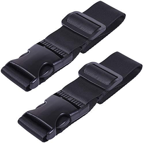 Wisdompro 2 Pcs Add a Bag Luggage Strap, Luggage Connector Straps - Black | Heavy Duty Adjustable Connect Suitcase Belt Travel Attachment Travel Accessories for Connecting Your Luggage Together - color: Black, size: 20 inch