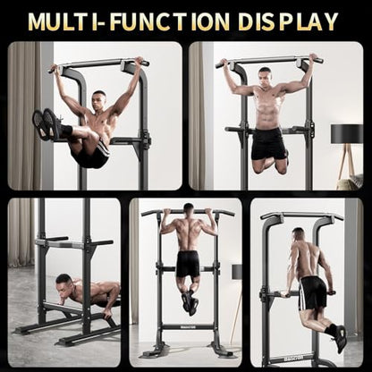 DONIUZ Power Tower Pull Up Bar and Dip Station, Multi-Function Home Gym, Strength Training Fitness Equipment, Height Adjustable - color: White