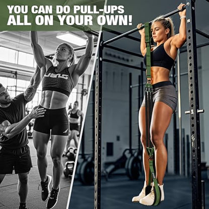 KUTIZE Pull Up Assistance Bands, Pull Up Bar Resistance Bands, Pull Up Bands for Enhanced Strength Training, Muscle Training, 3 Heavy-Duty Adjustable Pull Up Assist Strap & Comfortable Foot Strap - style: Army Green