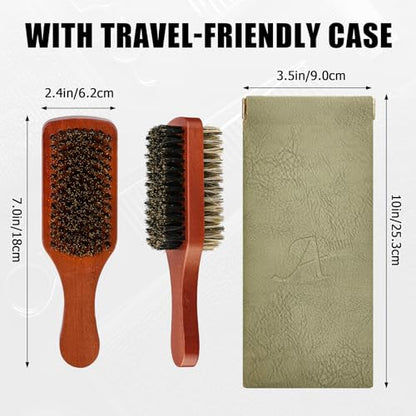 Men Wave Club Brush, 100% Natural Boar Bristle Hair Brush with 2-Sided Soft Hard Brush for Men and Barbers Thick Coarse Hair, Detangling, Smoothing