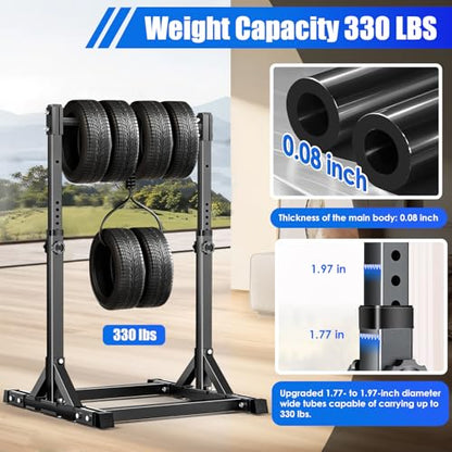 AFFLUENT Pull Up Bar Stand Free Standing Pull Up Bar Station 8 Adjustable Heights Power Tower for Home Gym Workout 330lbs Capacity - color: Black