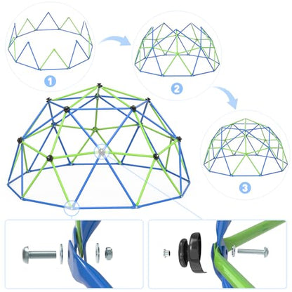 Climbing Dome Jungle Gym 10ft Outdoor Playset Kids Playground Equipment - color: Blue