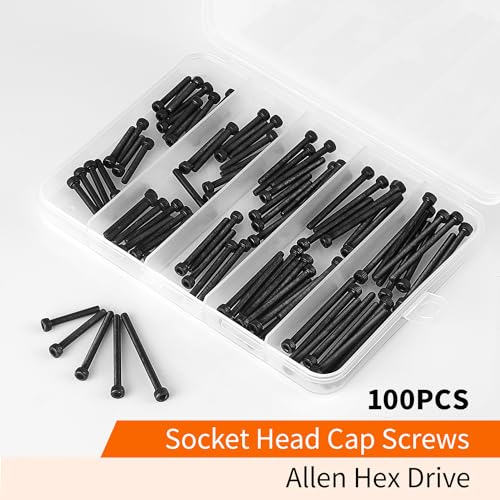 M3 x 20mm 25mm 30mm 35mm 40mm Hex Socket Head Cap Screws Bolts, 12.9 Grade Alloy Steel, Black Oxide Finish, Metric Allen Hex Drive, Machine Fully Threaded, Assortment Kit 100PCS - size: M3 x 20/25/30/35/40mm (100PCS)
