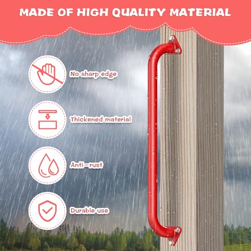 SELEWARE 42" Red Metal Playground Handles Playset Grab Bars Ladder Handle | 500LB 2Pcs Heavy Duty Steel Kids Playground Handles for Indoor/Outdoor Ladder Handrail Swing Set Treehouse Rock Climbing Wall - color: E: 42"-2 Pcs-red