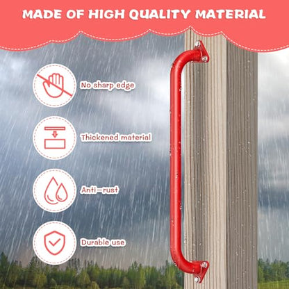 SELEWARE 42" Red Metal Playground Handles Playset Grab Bars Ladder Handle | 500LB 2Pcs Heavy Duty Steel Kids Playground Handles for Indoor/Outdoor Ladder Handrail Swing Set Treehouse Rock Climbing Wall - color: E: 42"-2 Pcs-red